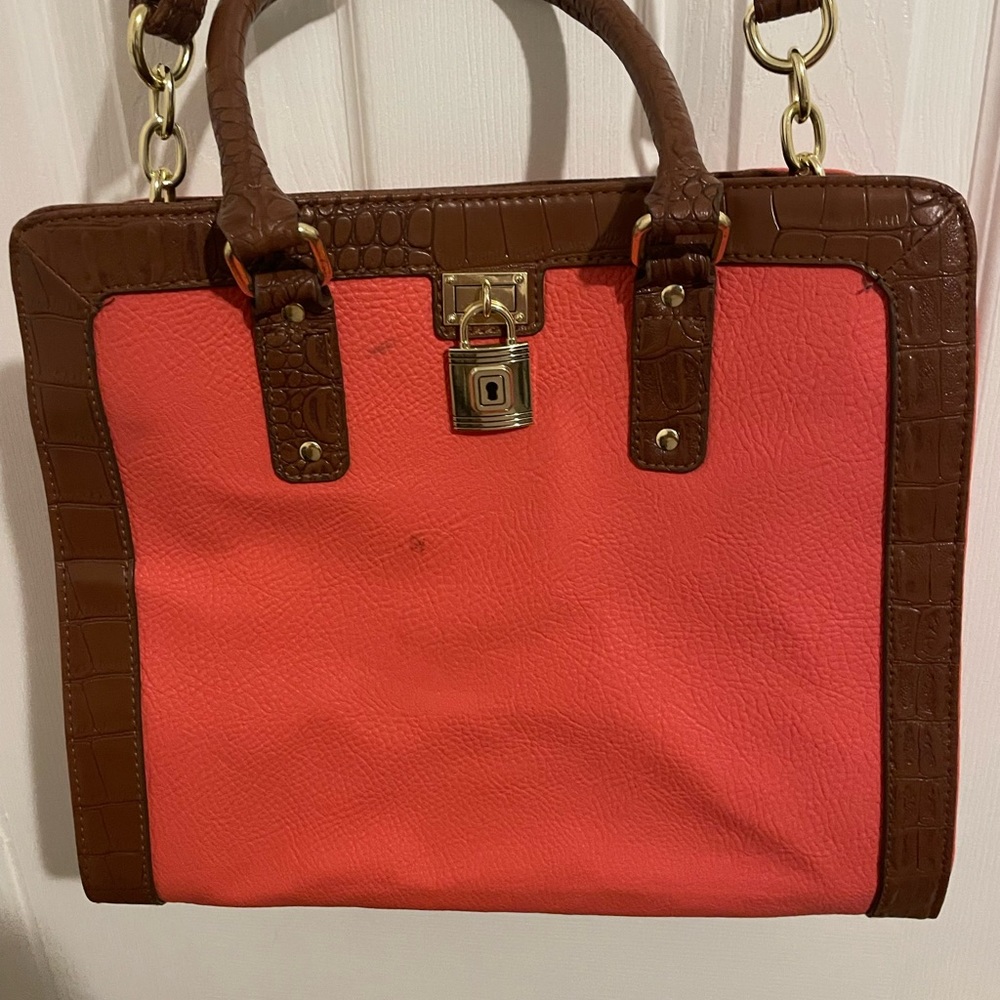 Brown and Peach colored purse
